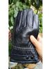 Jiuyunmeng Men's Genuine Leather Gloves, Winter Korean Style, Velvet-Lined, Thick, Warm, Waterproof Motorcycle Riding Gloves