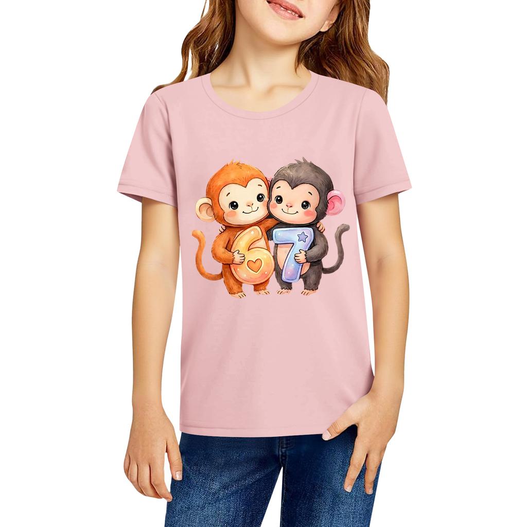 Ropa de Trabajo de Moda de Cuello Redondo y Manga Corta Tops Estampados Para NIÑO Tops de Verano