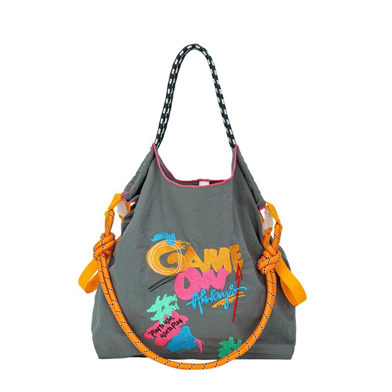 BIGCOWCOW Embroidered Nylon Canvas Tote Bag