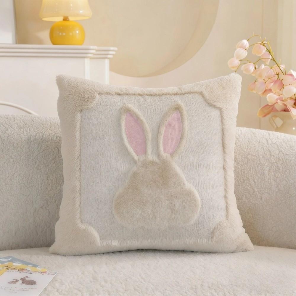 Cartoon Easter Bunny Pillow Cover Soft Rabbit Pattern Pillowcase Throw Pillow Cover  Easter Party