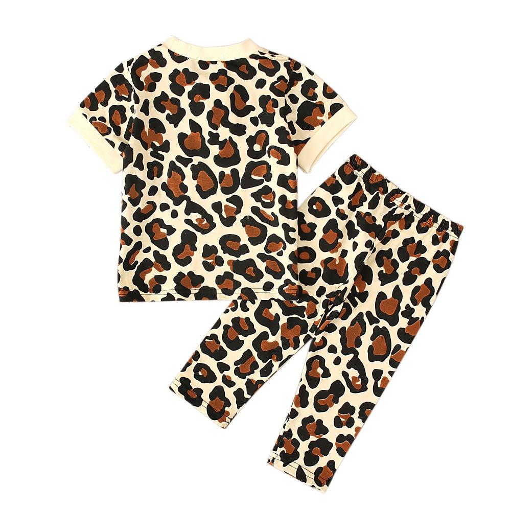 Unisex Baby Kids Leopard Prints T-shirt and Pants 2PCS Outfits Clothes