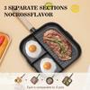 3 In 1 Frying Pan Aluminum Alloy Partitioned Non Stick 3 Section Divided Breakfast Pan Grill Pan Multifunction Kitchen Egg Pan