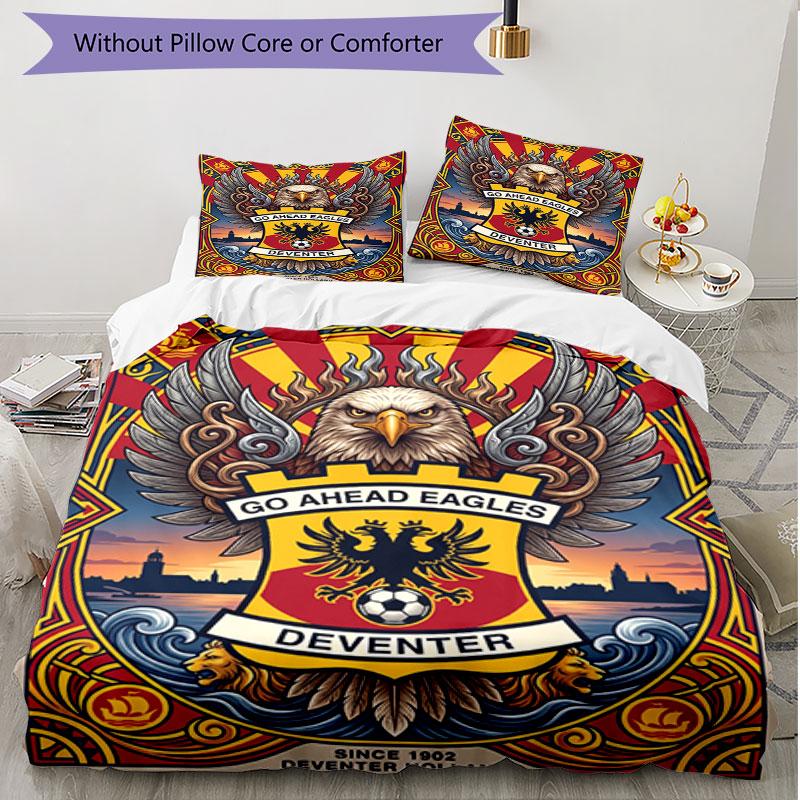 3-teiliges Bettbezug-Set (1 * Bettbezug + 2 * Kissenbezug, ohne Kern), Go Ahead Eagles Print Weiches Ganzjahres-Bettwäscheset, Heimschlafzimmer-Dekoration Geschenk