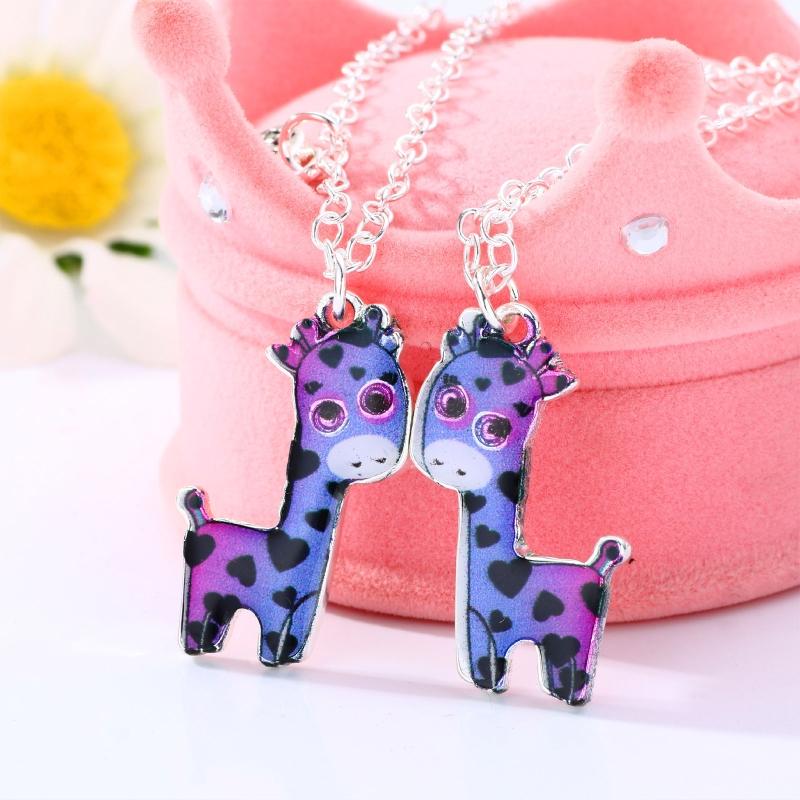 2Pieces/Set Heart Pendant Magnet Matching Necklace Colorful BFF Friend Girlfriend Relationship Gift Valentines Day