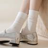Ballet Socks Women'S Autumn White Women'S Medium Tube Socks Bow Loose Breathable Spring Stacking Stockings Women