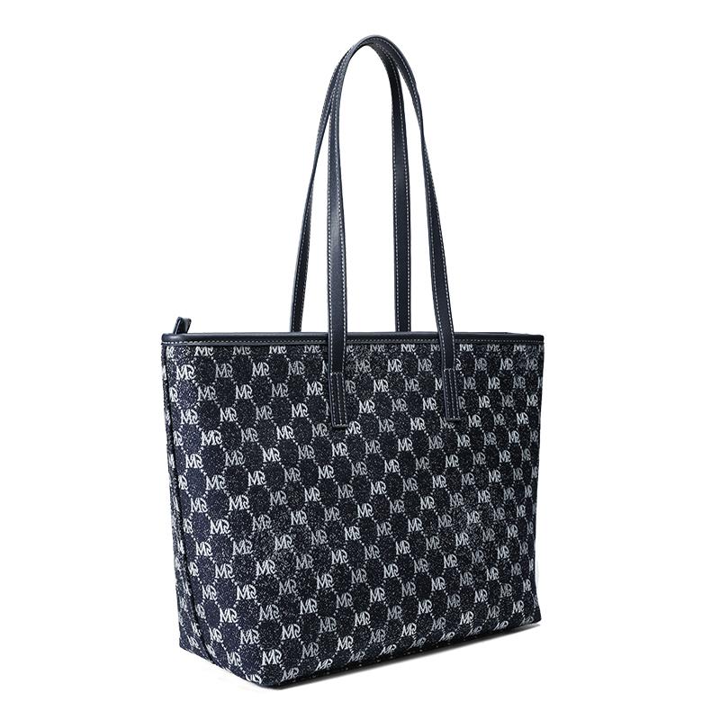 New MQ Polyester Tote Bag Shopping Bag Underarm Shoulder Bag Women's Dark Blue MQ221086