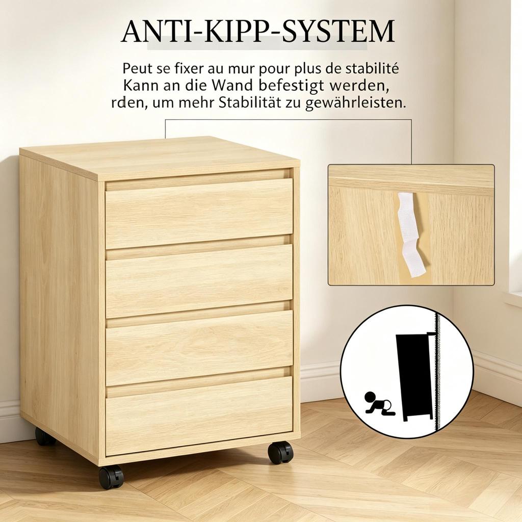 Compact Drawer Cabinet, Mobile Rolling Cabinet, Practical Filing Cabinet (only with Filing Cabinet)