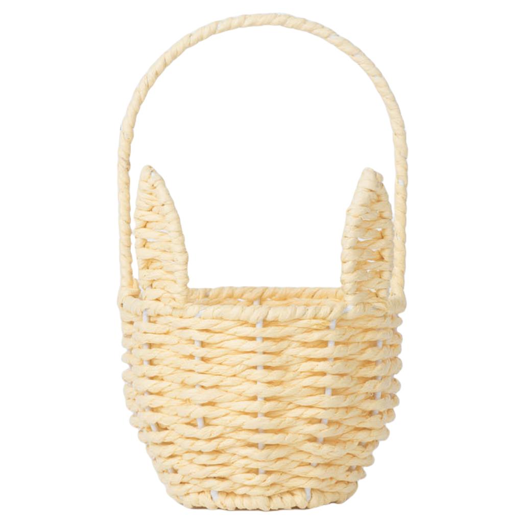 Easter Cute Rabbit Ears Basket Multi-Purpose Creative Storage Bin Cartoon Woven Ear Decorative Basket Sundries Organizer