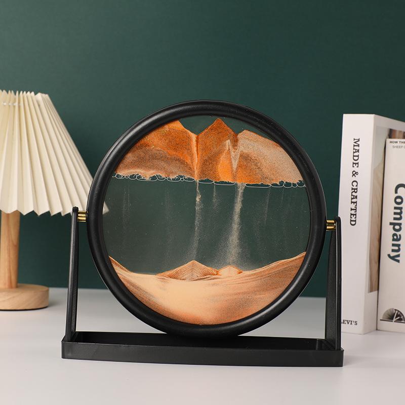 Rotatable Sandscape Moving Sand Art Picture Round Glass Deep Sea Quicksand 3D Hourglass Flowing Sand Painting Home Decor Gifts