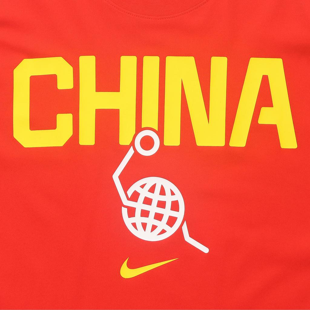 Nike China Team Printed Quick-Dry Soft Comfortable Basketball Short Sleeve T-Shirt Men Tops Comet-Red White Travel-Yellow FZ4578637