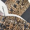 Lace Leopard Pattern Corset Women Waspie Laceup Tied Waistband Retro Cincher for Formal Event Party Elastic Waistbelt
