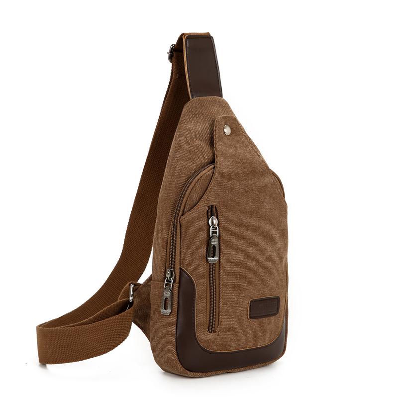 Men's Korean-Style Canvas Crossbody Chest Bag - Trendy Casual Small Shoulder Backpack