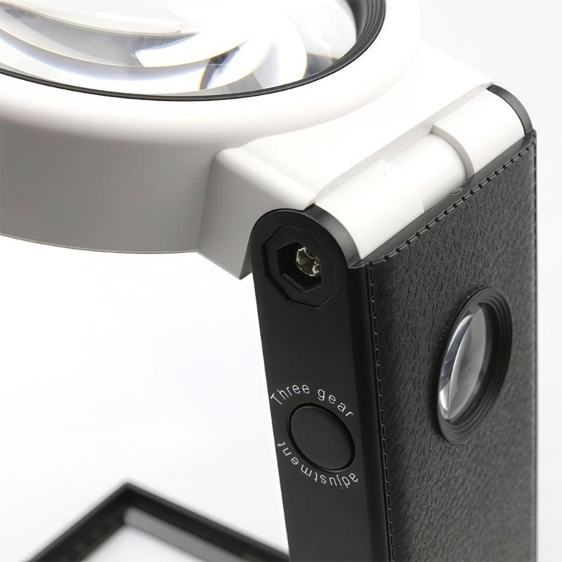 Double Lens Handheld Magnifying Glass With 6 LED Lights And 2 Lamps For Detailed Inspection Magnifing Glass