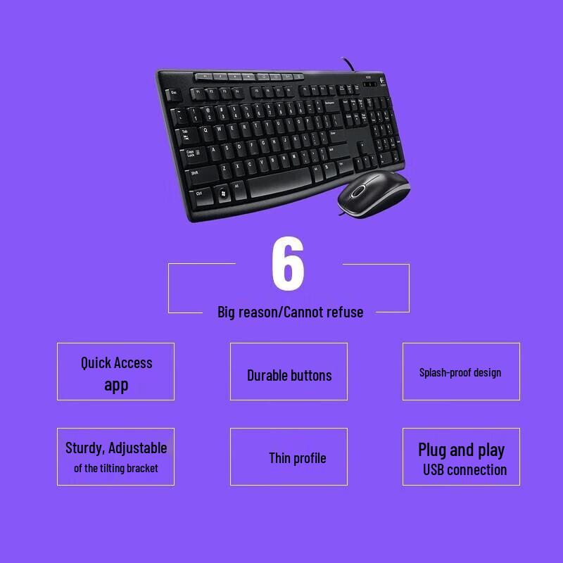 

Logitech MK200 Wired Keyboard and Mouse Combo