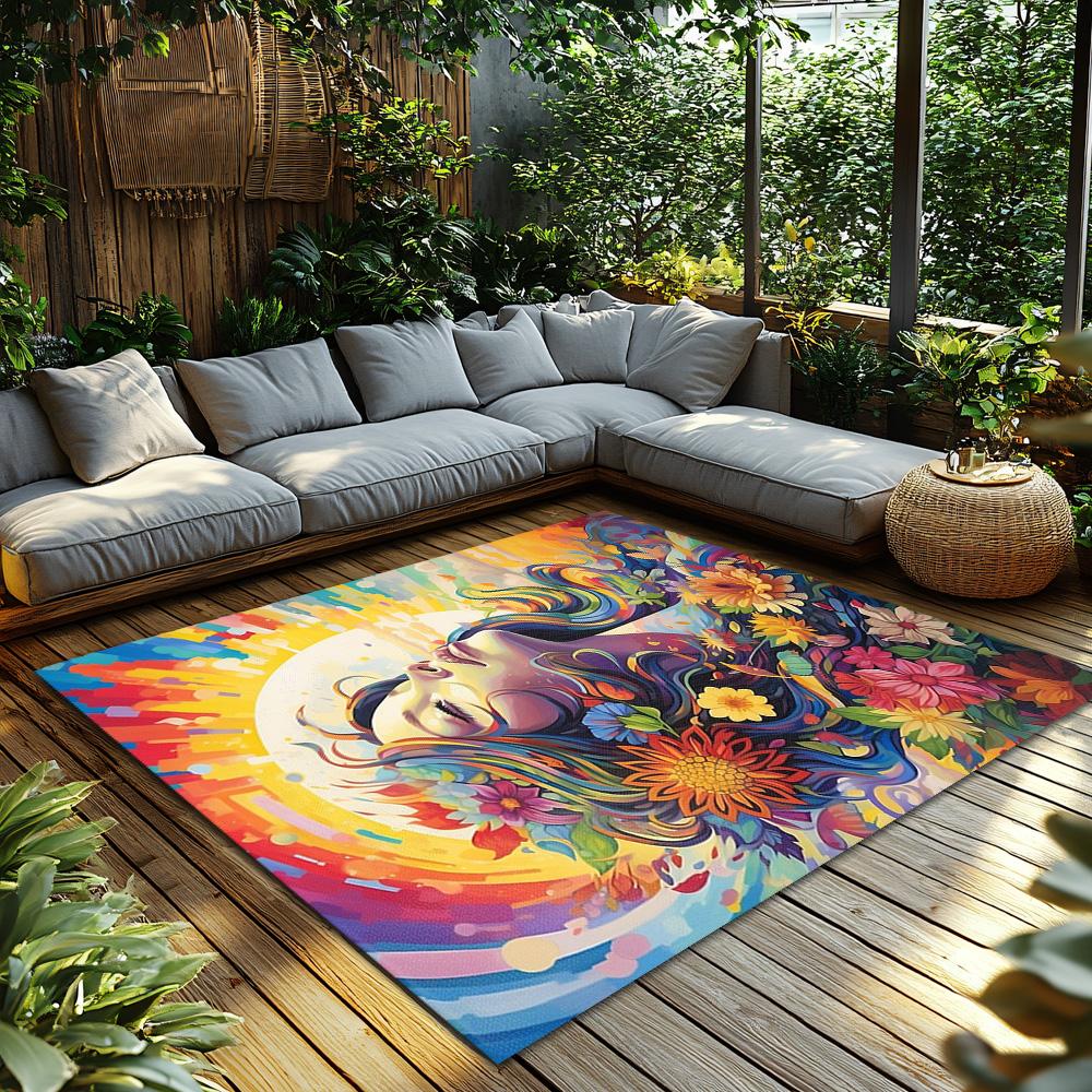 Boho Floral Area Rug Washable Non Slip Home Decor Persian Rug Vintage Carpet Living Room Bedroom Floor Mat Artistic Design