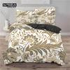 Golden Floral Bedding Set Queen Size Microfiber Bohemia Flowers Leaves 3D Print Duvet Cover For Kids Teens Adults Bedroom Decor