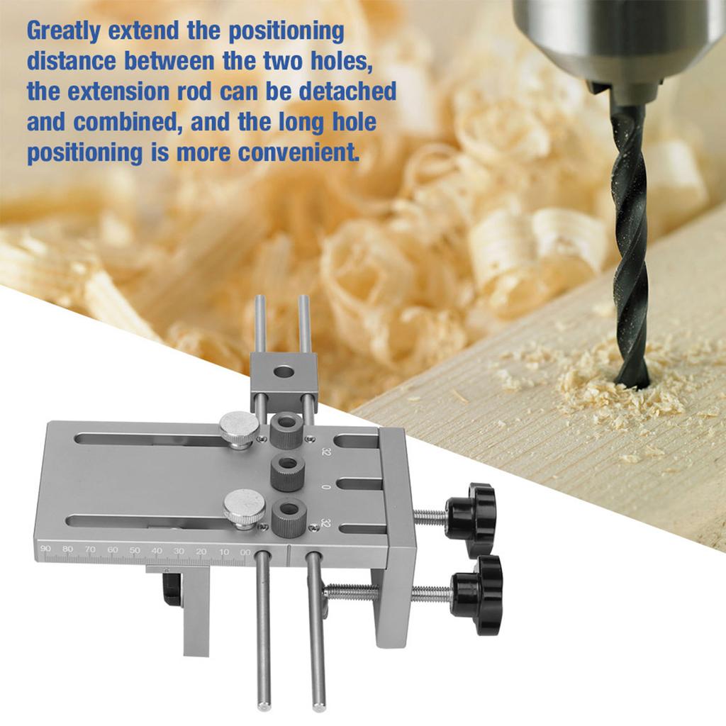3 In 1 Dowelling Jig Drill Guide Kit Self Centering Hole Puncher Set with 600mm Extension Rod