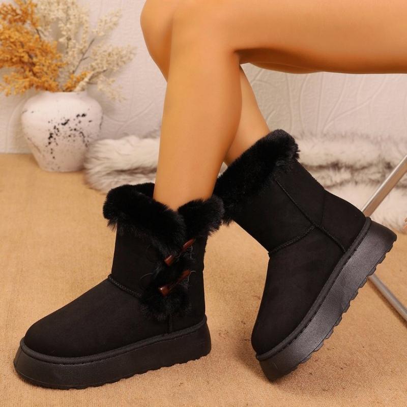 New Winter Thick Bottom Large Women'S Snow Boots With Thick Velvet For Warmth Women'S Cotton Shoes Women'S Boots