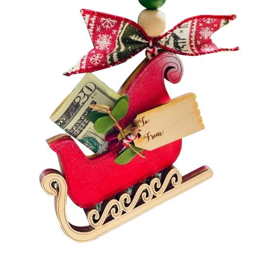 Håndlaget trepengeholder Juletre Reinsdyr Pengeklemme Lommebokpynt med velsignelse Plassering Pengeautomat for juletrehjem