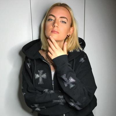 2023 Unisex Rhinestone Zipper Hooded Sweatshirt - Loose Fit, European and American Style, Autumn Collection