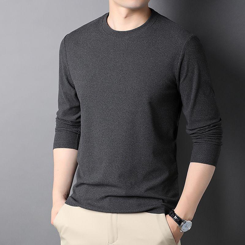 

Мужская двухсторонняя бархатная термофутболка с круглым вырезом - Облегающий базовый слой для осени и зимы L темно-серого