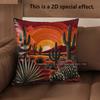 2D Sunset Desert Cactus Throw Pillow Covers Pattern Cushion Cover Suitable For Sofa Bedroom Car Pillow Cover