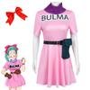 Dragon Ball Bulma Cosplay-Kostüm für Halloween und Anime-Conventions, aus Polyester, mit niedlichem Design für Damen
