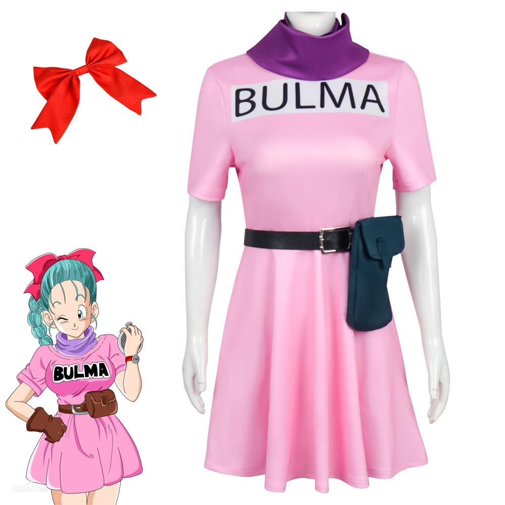 Dragon Ball Bulma Cosplay-Kostüm für Halloween und Anime-Conventions, aus Polyester, mit niedlichem Design für Damen