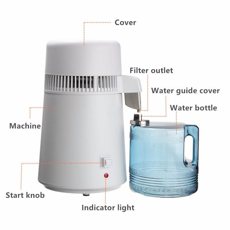750W Filter Machine 4L Distillation Purifier Equipment Household Pure Water Distiller Stainless Steel Water Distiller