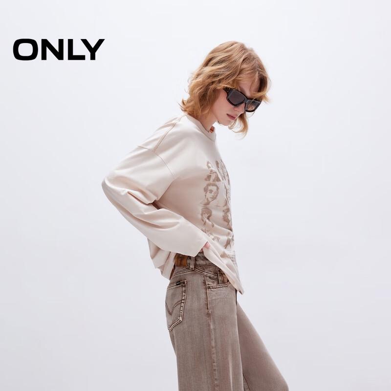 ONLY 2025 Spring Vintage Washed Graphic Loose Crewneck Sweatshirt for Women