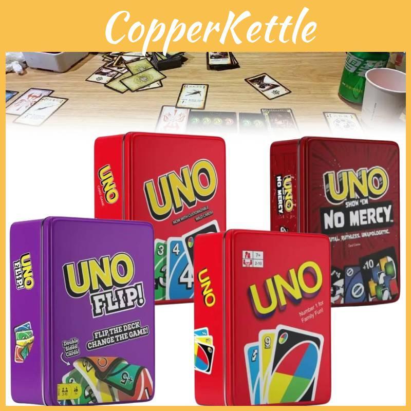 Flip Uno No Mercy Card Board Game Toy Family Party Prop Kids Gifts Box Iron