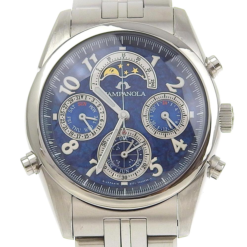 

CITIZEN Campanola Watches 6771-T010750-TA Moon face BlueDial Stainless Steel Quartz mens Used