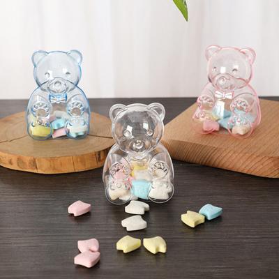 2 Pcs Cute Bear Shaped Candy Boxes Clear Fillable Treat Containers Reusable Holiday Candy Gift Box for Bridal Shower Wedding Christmas Party Favors