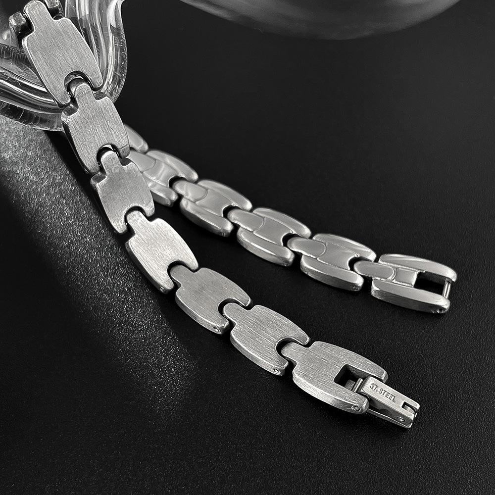 Men's Retro Titanium Steel Bracelet, Simple Business Personalized Metal Chain Body Bracelet Trendy Boys Accessories