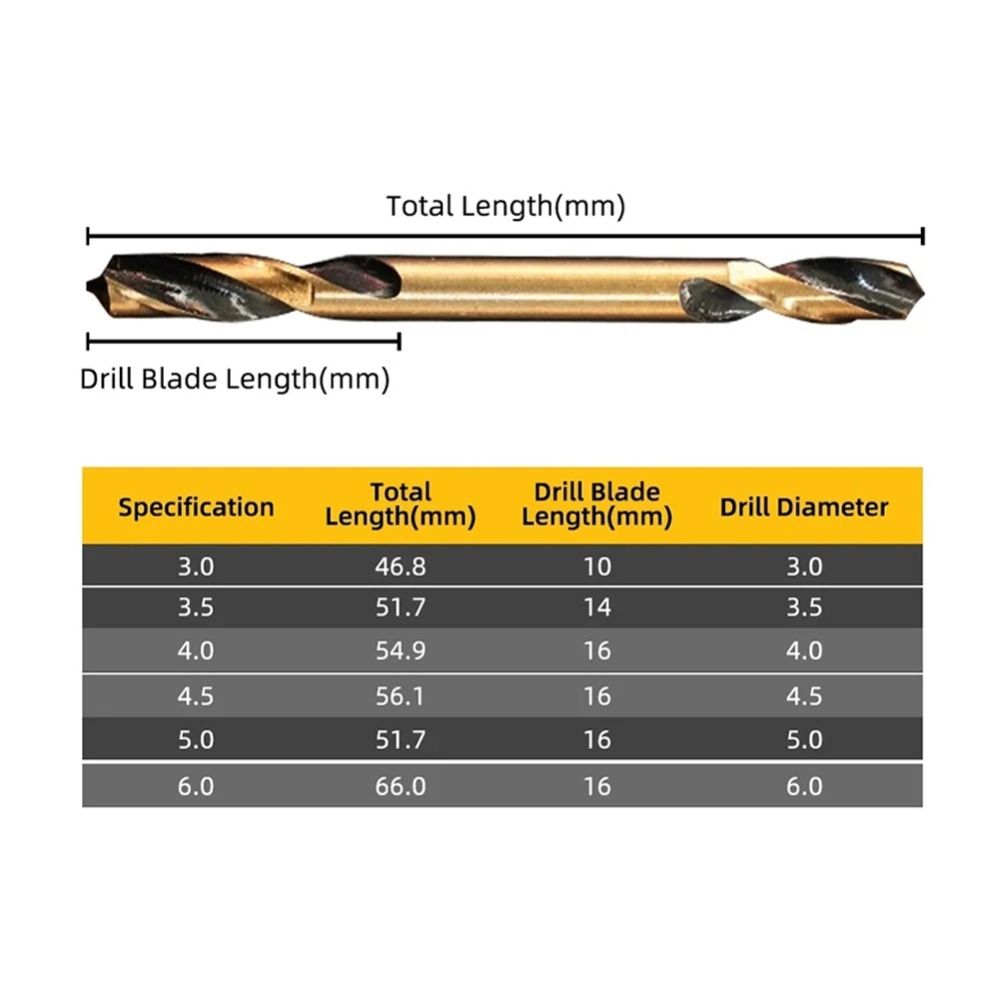 6Pcs Double-headed Double Ended Drill Bits Power Tool Hole Opener Portable Hole Drill Bit