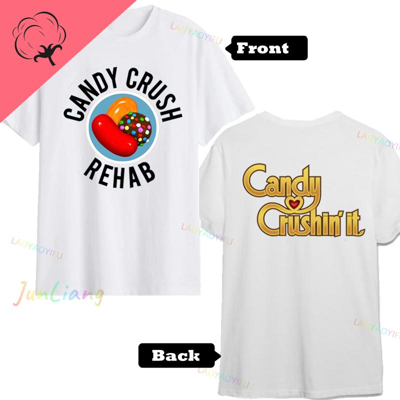 

Candy Crush Rainbow Game Lover Y2k Clothes 100% Cotton Men s Clothing Original Mens T-shirts Harajuku Goth S