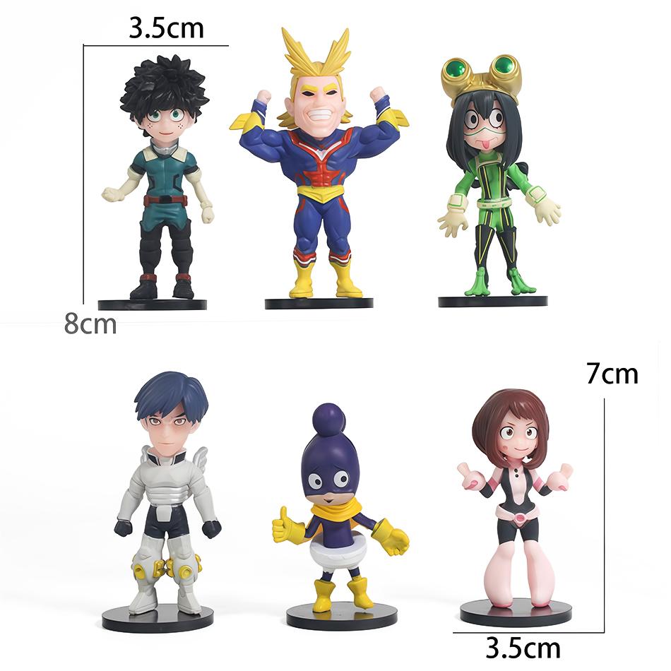 6PCS/4PCS Anime Figure PVC Q-Version Bakugou Katsuki Midoriya Izuku Action Figures Series Model Suitable For Collection Or Gift
