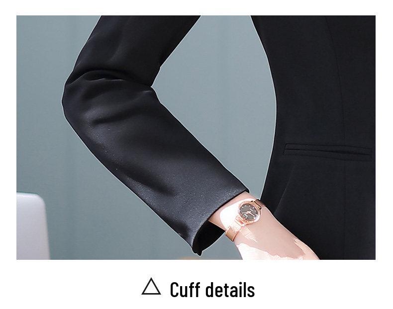 Formelles Schwarzes Anzugset für Damen für Frühling und Herbst - Professionelle Arbeitskleidung mit Jacke für Hotelrezeptionisten