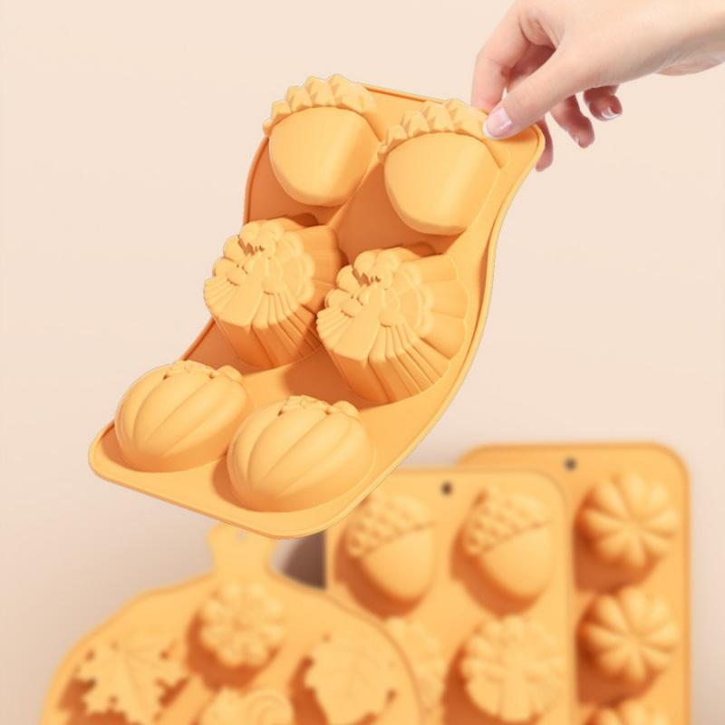 1pcThanksgiving Chocolate Mold Pumpkin Maple Leaf Squirrel Turkey Silicone Cake Cookie Jelly Ice Cube Mold Harvest Festival Part