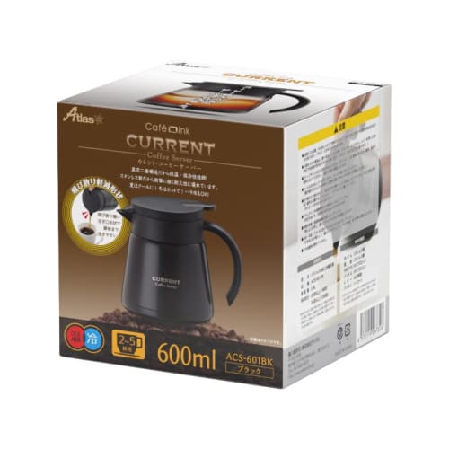 Atlas ACS-601BK Coffee Server, Unbreakable, Insulated, Thermos, 600ml, Stainless Steel, Vacuum Insulated, Direct Drip, Shatterproof