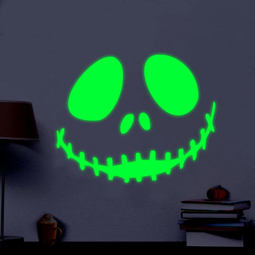 Halloween Luminous Skull Smiling Face Glowing Bar Wall Decoration Sticker