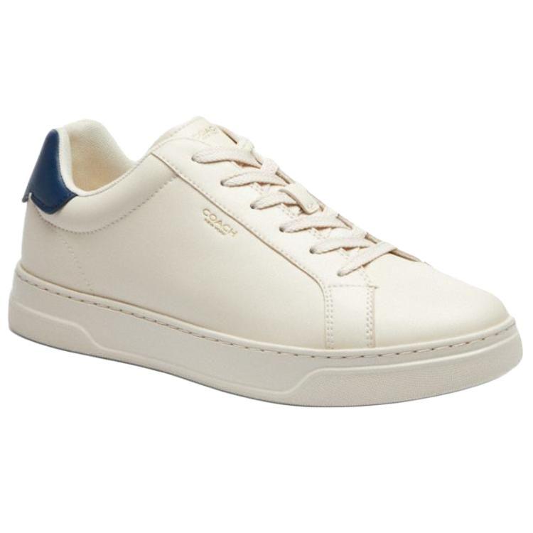 Coach Highline Synthetic Leather Round Toe Lace-Up Low-Top Sneakers Men Sneakers White Blue CZ078-XJF