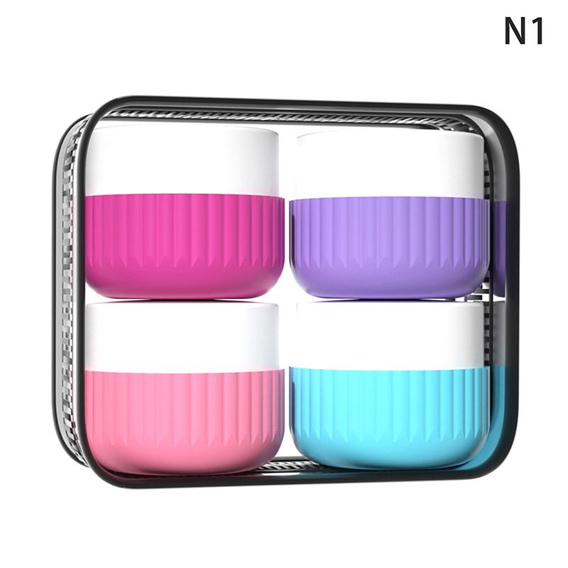 

1/4Pcs Toiletry Travel Container Silicone Refillable Cream Jar Travel Container With Transparent Bag Leak Proof Travel Accessory N1