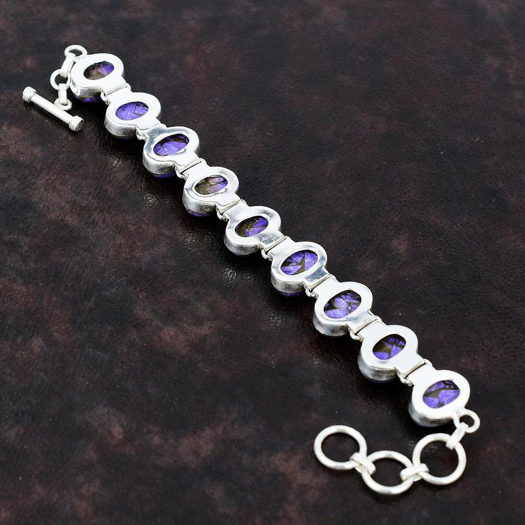 Kupfer Charoit Armband 925 Sterling Silber Armband Verstellbares Kettenarmband Natürlicher Edelstein Handgefertigter Schmuck Tolles Armband für Geschenke