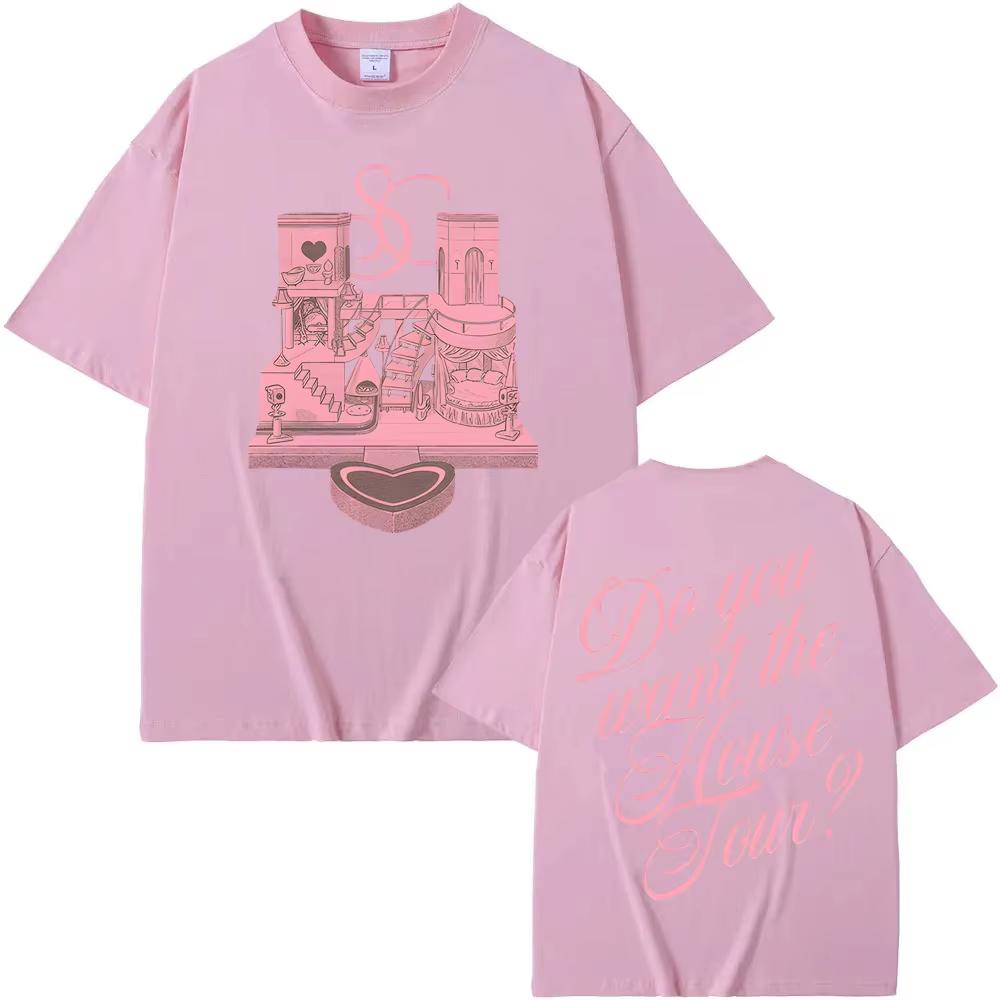 New Sabrina Carpenter Home Visit Tshirt HighQuality Mens and Womens Shirt Loose Fit Casual Couple Streetwear Tshirt