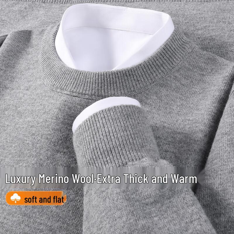 

SNOWFLYING Men s Thickened Lamb Wool Blend Round Neck Sweater XL