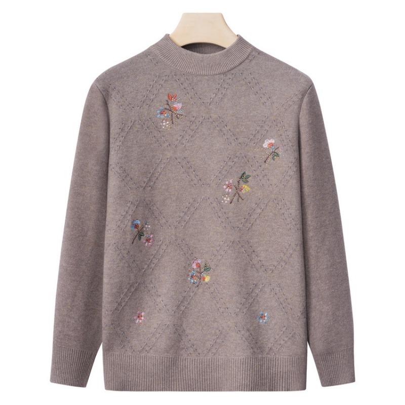 Grandma autumn women's top middle old man winter knitted sweater mother base clothes year 0 old lady sweater