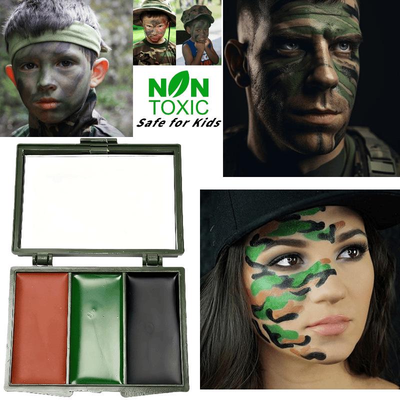 Three-Color Camouflage Body Paint for Military Fans, Summer Camps, Field CS, Team Building, Outdoors