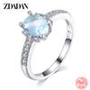 925 Sterling Silver Charm Aquamarine Ring for Women Fashion Wedding Jewelry Engagement Party Gift