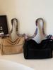 No Brand Casual Corduroy Shoulder Bag With Zipper Closure For Daily Use